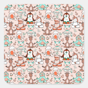 Sticker Carré Yoga poses pattern Yoga seamless pattern 51