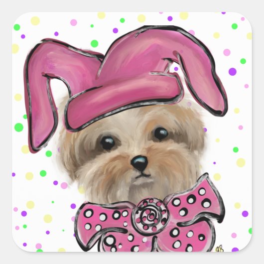 Sticker Carré Yorkie (Devant)