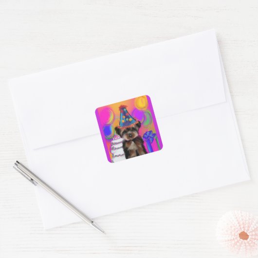 STICKER CARRÉ YORKIE POO (Enveloppe)