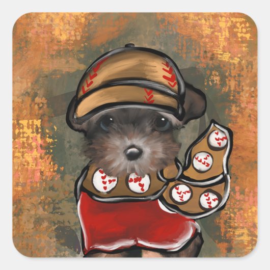 Sticker Carré Yorkie Poo (Devant)