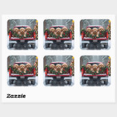 Sticker Carré Yorkipoo Christmas Red Truck Holiday Gift (Feuille)