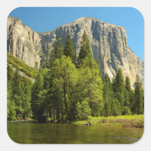 Sticker Carré Yosemite depuis le fond de la vallée, Sierra-Nevad