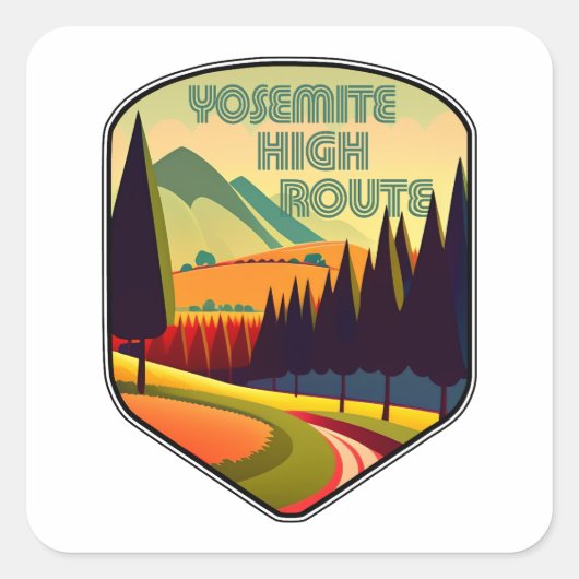 Sticker Carré Yosemite Haute Couleur Route (Devant)