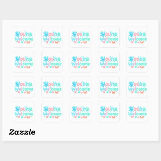 Sticker Carré You’re Welcome Glossy Pastel Ocean Text (Feuille)