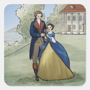 Sticker Carré Young George et Martha Washington à Mount Vernon