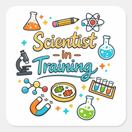 Sticker Carré Young Scientist in Training Invitation (Devant)