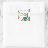 Sticker Carré Young Wild and Three, Dinosaur 3e anniversaire (Sac)