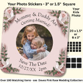 Sticker Carré Your Kids Photo Mom Dad Getting Married
