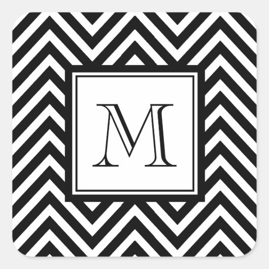STICKER CARRÉ YOUR MONOGRAM CHEVRON NOIR (Devant)