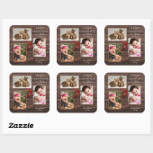 Sticker Carré Your Photo Rustic Wood Christmas Holiday (Feuille)