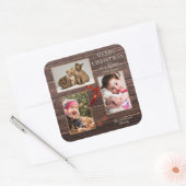 Sticker Carré Your Photo Rustic Wood Christmas Holiday (Enveloppe)