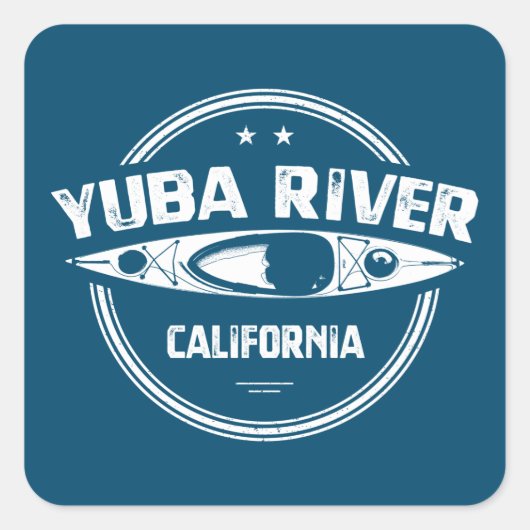 Sticker Carré Yuba River California Kayak (Devant)