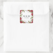 Sticker Carré Yuletide | Monogramme Mariage de Poinsettia (Sac)