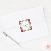 Sticker Carré Yuletide | Monogramme Mariage de Poinsettia (Enveloppe)