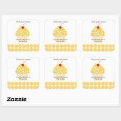 Sticker CARRÉ YUMMY CUPCAKE (Jaune) Faveur (Feuille)