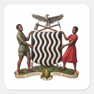 Sticker Carré Zambie pays blason armoiries drapeau symbole emblè