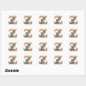 Sticker Carré Zany Zippy le dinosaure (Feuille)