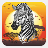 Sticker Carré Zebra African Savanna Wild Animal (Devant)