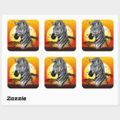 Sticker Carré Zebra African Savanna Wild Animal (Feuille)