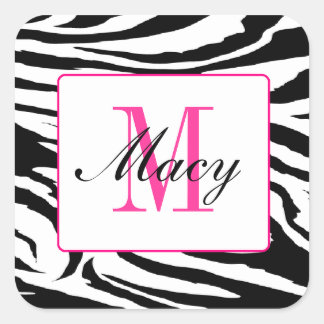 Sticker Carré Zebra et rose Zebra Hot Pink