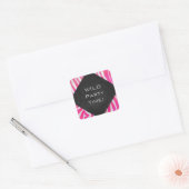 Sticker Carré Zebra Hot rose et blanc avec Monogramme (Enveloppe)