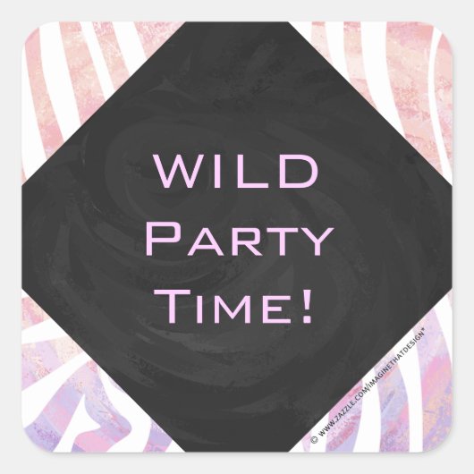 Sticker Carré Zebra Monogram rose et blanc (Devant)