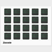 Sticker Carré Zebra Monogramme noir et vert (Feuille)