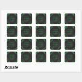 Sticker Carré Zebra Monogramme noir et vert (Feuille)