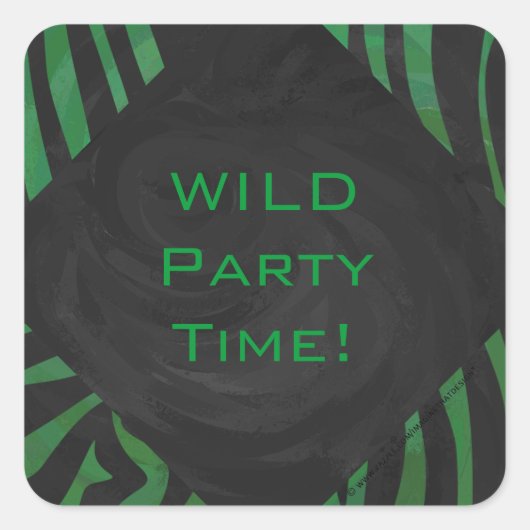 Sticker Carré Zebra Monogramme noir et vert (Devant)