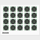 Sticker Carré Zebra Monogramme Vert et Blanc Impression (Feuille)