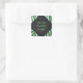 Sticker Carré Zebra Monogramme Vert et Blanc Impression (Sac)