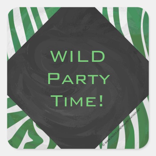 Sticker Carré Zebra Monogramme Vert et Blanc Impression (Devant)