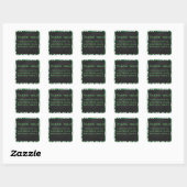 Sticker Carré Zebra Monogramme Vert et Blanc Impression (Feuille)