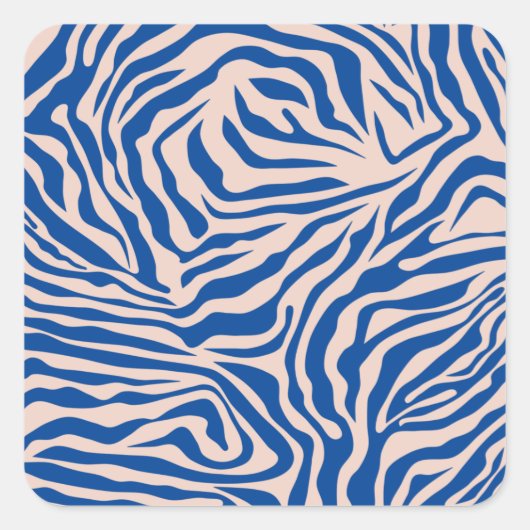Sticker Carré Zebra Print Blue Zebra Stripes Poster de animal (Devant)