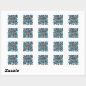 Sticker Carré Zebra Silhouette bleu et blanc (Feuille)
