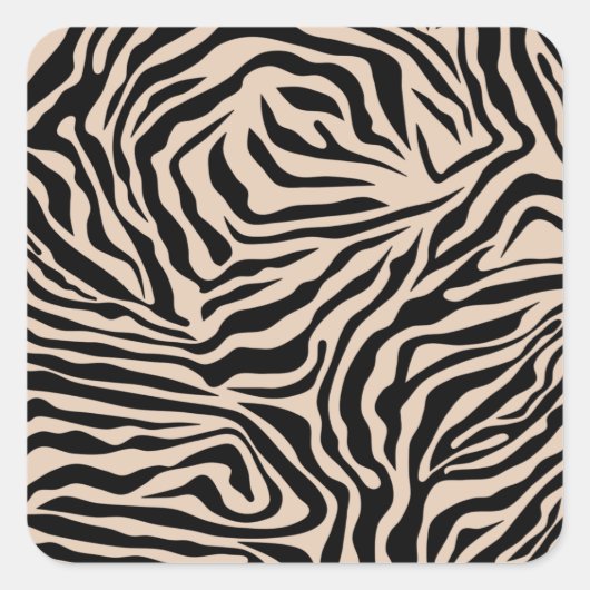 Sticker Carré Zebra Stripes Cream Beige Black Wild Animal Prince (Devant)