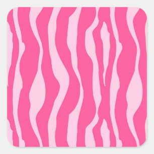 Sticker Carré Zebra Stripes, Fuchsia Pink Stripes