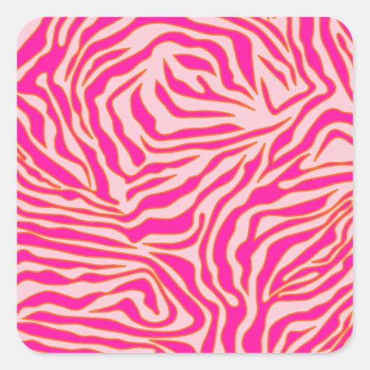 Sticker Carré Zebra Stripes Pink Orange Wild Animal Prince (Devant)