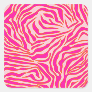 Sticker Carré Zebra Stripes Pink Orange Wild Animal Prince