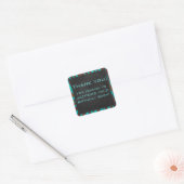 Sticker Carré Zèbre Brown et Turquoise avec Monogramme (Enveloppe)