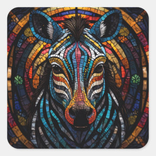Sticker Carré Zèbre de la mosaïque