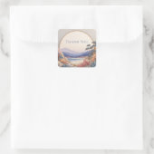 Sticker Carré Zen Indigo Mountain Circle Gold Frame Peach Floral (Sac)