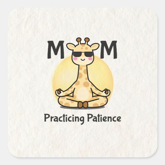 Sticker Carré Zen Vibe | Practicing Patience Giraffe (Devant)