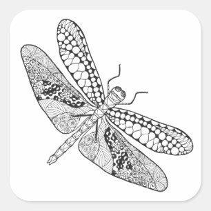 Sticker Carré Zendoodle de libellule