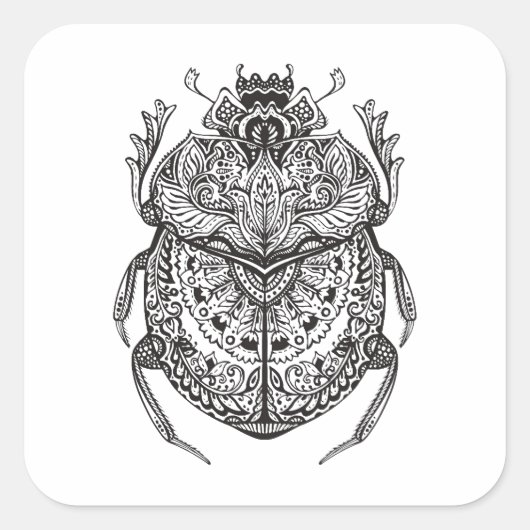 Sticker Carré Zendoodle du coléoptère africain (Devant)