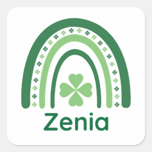 Sticker Carré Zenia Name Clover Boho Arc-en-ciel
