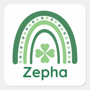 Sticker Carré Zepha Name Clover Boho Arc-en-ciel