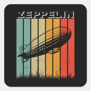 Sticker Carré Zeppelin Rétro Dirigible Aéronef Zepelin Zepplin