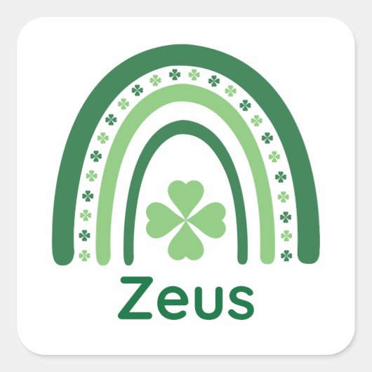 Sticker Carré Zeus Nom Clover Boho Rainbow (Devant)