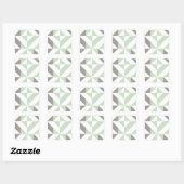Sticker Carré ZigZag géométrique Sage Green et Silver (Feuille)
